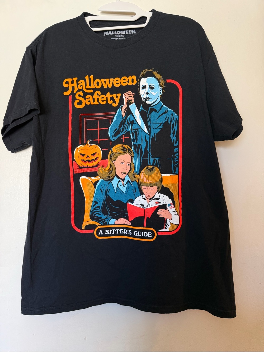 Halloween Safety A Sitter’s Guide Michael Myers Graphic Tee Black Size Large - Picture 2 of 7